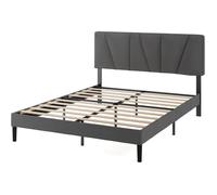 Lit Zinus Maya 140x190 cm - Cadre tapissé avec tête de lit - Sommier en bois - Gris foncé