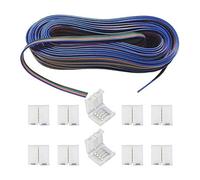 LITAELEK 20m Câble de Rallonge à 4 Broches pour Ruban à LED RGB SMD 5050 3528 2835 Câble d'extension de Bande LED Connector Extension Cable avec 10 connecteurs pour 10mm de large RGB 5050 LED Strip