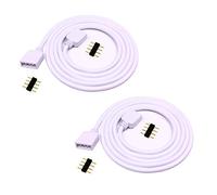 LitaElek 2pcs 2m Câble d'extension Bande LED RGB Rallonge de Ruban LED Extension Cable 4 Broches Extenseur Câble Stripe LED Connector Connecteur pour SMD 5050 3528 2835 RGB LED Strip, Blanc
