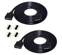 LITAELEK 2pcs 2m Câble d'extension Bande LED RGB Rallonge Ruban LED 4 Broches LED Strip Extension Cable 4 Pin Extenseur Câble Stripe LED Connecteur pour SMD 5050 3528 2835 RGB LED Strip, Noir