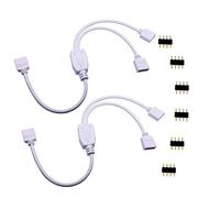 LitaElek 2pcs Câble Diviseur 1 à 2 Bande LED RGB Câble Séparateur Ruban LED Répartiteur DC à 2 Voies 1 to 2 LED Splitter Cable 4 Broches Rallonge pour SMD 5050 3528 2835 RGB LED Strip -30cm, Blanc