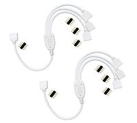 LitaElek 2pcs Câble Diviseur 1 à 3 Bande LED RGB Câble Séparateur Ruban LED Répartiteur DC à 3 Voies 1 to 3 LED Splitter Cable 4 Broches Rallonge pour SMD 5050 3528 2835 RGB LED Strip -30cm, Blanc