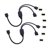 LitaElek 2pcs Câble Splitter LED 4 Pin 1 à 2 Câble Diviseur Bande LED Distribution 1 to 2 Y Splitter Ruban LED Connecteur Angle Connecteur Rallonge pour SMD 5050 3528 2835 RGB LED Strip, Noir