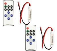 LITAELEK 2pcs Contrôleur de Bande LED Monochrome DC 5V-24V 5A RF Régulateur Gradateur de LED Strip Récepteur Ruban LED Télécommande pour 2 Broches COB et SMD 5050 3528 2835 5630 Monochrome LED Stripe