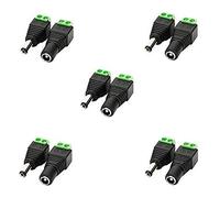 LitaElek 5,5mm x 2,1mm DC Femelle DC Mâle Adaptateur 12V DC Jack Connecteur Prise DC Fiche DC Tonneau pour Caméra CCTV LED Strip Bande LED ou d'autres Dispositifs de DC 5V-24V (5 Femelle + 5 mâle)