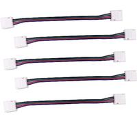 LitaElek 5pcs Câble Connecteur pour Bande LED RGB 5050 étanche, LED Strip Connector 4 pin 10mm Connecteur d'angle Ruban LED Connecteur Rapide LED Stripe Connecteur 4 broches Cavalier LED, 17cm long