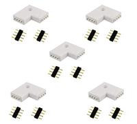 LITAELEK 5pcs Connecteur d'angle de Bande LED 4 Pin Ruban LED à 4 Broches Connecteur en Forme L RGB 5050 3528 2835 LED Strip Connector Séparateur LED Splitter Connecteur à Angle Droit, Blanc
