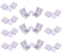 LitaElek Lot de 10 Connecteurs/ Raccords Rapides en L à Ruban LED RGB 5050 Connecteur d'angle de Bande LED Connecteur à Angle Droit 4 Broches pour SMD 5050 RGB LED Strip de 10mm de Large