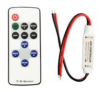 LITAELEK Régulateur de bande LED avec télécommande sans fil RF 5-24V 5A mini contrôleur de gradateur de LED Strip pour 2 broches COB LED et SMD 5050 3528 2835 5630 bande LED à une seule couleur