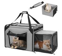 LitaiL Boîte de transport pliable pour chat avec bac à litière 60 x 42 x 57 cm Gris