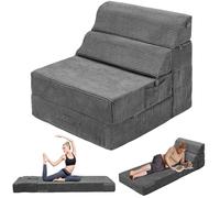 LitaiL Canapé-lit pliable confortable - Canapé-lit convertible gris foncé pour salon, chambre à coucher, invités, chaise longue pliable en velours côtelé avec support dorsal