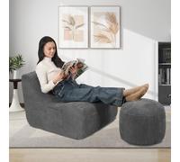 LitaiL Pouf poire avec ottomane confortable pour adultes, canapé de sol moderne avec repose-pieds pour salon, chambre à coucher, chambre d'amis