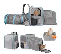 LitaiL Sac à dos de transport pour chat avec bac à litière et tunnel pour chat, extensible