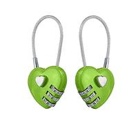LITAITAI Lot de 2 mini cadenas en forme de cœur - Cadenas en forme de cœur doré pour collier, agenda, bijoux et boîte de rangement (vert)
