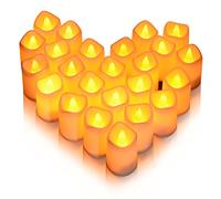 Litake Bougies LED，24 PCS Lumière Vacillante Chauffe-Plat sans Flamme avec Piles Décoration de Mariage,Anniversaire,Festival,Halloween,Maison,Dîner, Décoration de fête