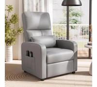 Litake Fauteuil Relax Électrique Inclinable avec Massage & Chauffage, Dossier Haut Ergonomique, Repose-Pieds Allongé, Port USB, 2 Porte-Gobelets et Poches Latérales, Cuir PU, Salon & Home Cinéma, Gris