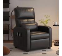 Litake Fauteuil Relax Électrique Inclinable avec Massage & Chauffage, Dossier Haut Ergonomique, Repose-Pieds Allongé, Port USB, 2 Porte-Gobelets et Poches Latérales, Cuir PU, Salon & Home Cinéma, Noir