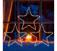 Litake Lot de 3 guirlandes lumineuses de Noël en forme d'étoile, 6 m, 60 LED par fenêtre, fil de cuivre, à piles, 8 modes d'éclairage pour Noël, mariage, fête, intérieur et extérieur