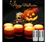 Litake Lumières Citrouille Halloween, 6PCS Jack O' Lanterne LED avec Télécommande et Minuterie Blanc Chaud Bougies sans Flamme Alimentées par Piles pour Citrouille Halloween Décoration