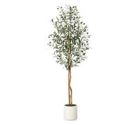 Litake Olivier artificiel avec pot blanc - 150 cm - Grande plante verte - Décoration pour la maison, la chambre à coucher, le bureau, le jardin, le salon