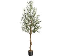 Litake Olivier Artificiel réaliste 183 cm en Pot Noir, Lot de 2 - Feuillage Dense, Fruits et Tronc Imitation Bois, Faible Entretien - Plante d’intérieur élégante pour Salon, Chambre ou Bureau -