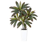 Litake Plante Artificielle Dracaena réaliste - Grand Arbre décoratif intérieur, Multi-tiges 4 têtes, Feuillage Toucher Naturel, Tronc Multicolore, Pot Haut Blanc avec Galets, Entretien Facile pour