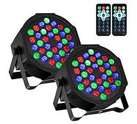 Litake Projecteur LED, RVB 36 LED, lumière de scène, projecteur, 2 pièces, lumière disco, lumière de fête, télécommande, son DMX, activé pour stage, DJ, fête, spectacle, bar, Halloween, Noël