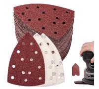 LitartPRO Lot de 60 feuilles de ponceuse à paume, 6 patins de ponçage grain 40/60/80/100/120, assortiment de patins de ponçage à 13 trous pour ponceuse Ryobi SPS20A EPS80RS