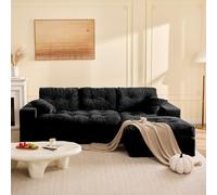 Litbird Canapé d'angle 3 Places avec méridienne, canapé Convertible canapé-lit Relax sans Montage, Grand canapé en Tissu côtelé pour Salon spacieux (Noir)