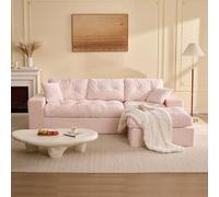 Litbird Canapé d'angle 3 places rose clair - Canapé modulaire avec méridienne, housse en tissu côtelé, canapé-lit et canapé relax, sans montage, canapé 3 places pour salon spacieux