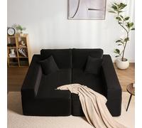 Litbird Canapé d'angle en Forme de L avec Fonction Couchage - Canapé modulaire avec méridienne Gauche - Assise Extra Profonde - Canapé-lit pour Salon (Noir, Entièrement rembourré)