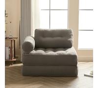 Litbird Canapé Lit 4-en-1 Pliable - Fauteuil Convertible, Canapé Type Pouf, Lit Pliant 1 Place, Idéal pour Petit Espace, Chambre ou Salon (Gris, 95 cm mit Armlehnen)