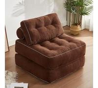 Litbird Canapé Lit 4-en-1 Pliable - Fauteuil Convertible, Canapé Type Pouf, Lit Pliant 1 Place, Idéal pour Petit Espace, Chambre ou Salon (Marron, 89.9 cm)