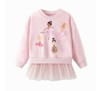 LitBud Fille Pull Sweatshirt Vêtements pour Filles Enfants Sportswear Souri en Coton Jumper Pullover T Shirt Manches Longues Col Rond Rose Atomne Hiver Taille 6-7 Ans 7T Action de grâces Noël Cadeaux