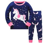 LitBud Filles Pyjama De Noël Licorne Vêtements de Nuit Deux pièces Manches Longues Chemises de Nuit Hauts Bas PJ Ensembles de Pyjama pour Childs Taille 10-11 Ans 11T Veille de la Toussaint