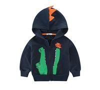 LitBud Garçons Enfants sweat à capuche pour garçon dessin animé dinosaure Crocodile Fermeture éclair Noël veste manteau d'automne Bleu 2-3 ans 3T