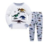 LitBud Les garçons Pyjamas pour Enfants Bambin Dinosaure Monde Jurassique Action de grâces vêtements de Nuit à Manches Longues PJ Ensembles de Pyjama Taille 6-7 Ans 7T Action de grâces Noël Cadeaux