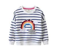 LitBud Pull pour Enfant Filles Sweatshirt Vêtements Enfants Sportswear Arc-en-Ciel Coton Jumper Pullover T Shirt Manches Longues Blanc Atomne Hiver Taille 4-5 Ans 5T Action de grâces Noël Cadeaux