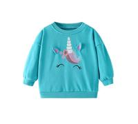 LitBud Pull pour Fille Sweatshirt Filles Vêtements Enfants Sportswear Licorne en Coton Jumper Pullover T Shirt Manches Longues Col Rond Bleu Atomne Hiver Âge 5-6 Ans 6T Action de grâces Noël Cadeaux
