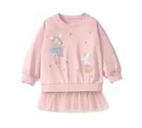 LitBud Pull pour Fille Sweatshirt Filles Vêtements Enfants Sportswear Souri en Coton Jumper Pullover T Shirt Manches Longues Col Rond Rose Atomne Hiver Âge 5-6 Ans 6T Action de grâces Noël Cadeaux