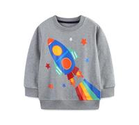 LitBud Pull pour Garçon Sweatshirt Garçons Vêtements Enfants Sportswear fusée en Coton Jumper Pullover T Shirt Manches Longues Col Rond Gris Atomne Hiver Âge 5-6 Ans 6T Action de grâces Noël Cadeaux