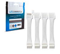 Litcessory Connecteur de Câble d'extension 6 Broches à Extrémité Coupée pour Philips Hue Lightstrip Plus (50mm, Lot de 4, Blanc - STANDARD 6-BROCHES V3 / WiZ Lightstrip)