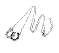 Litchi Cheval Sabot Collier Chanceux Strass Double Noir Blanc Couleur Fer à Cheval Pendentif Collier Femmes Dame bijouxDurabilité et esthétique