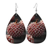 Litchi recouvert de diamants Boucles d'oreilles en cuir en forme de goutte | Design haut de gamme, boucles d'oreilles de luxe légères