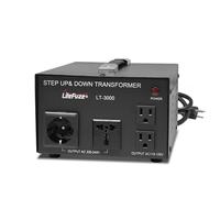 LiteFuze LT Series Convertisseur de tension 3000 W Convertisseur de courant 110 V à 220 V/220 V à 110 V, câble entièrement connecté à la terre, fiche universelle, certifié CE