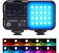 LITEMONS LED6R RGB LED Video Lamp,Two-Tone Light 3200K-6500K CRI 95,13 FX Lighting Effects,HSI Mode,Rechargeable for Filming,Live Streaming,Microfilming and Recording