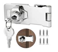 Litensh 2.5 Inch cadenas à loquet porte en avec différentes clés, moraillon de verrouillage, serrure boîte aux lettres, fermoir cadenas serrure placard verrou porte pour tiroir, d'armoire siver