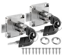 Litensh 2 Pièces serrure à came avec clé identique, serrures meuble, serrures casier, serrure boite aux lettres, verrou de sécurité d'armoire pour placard, tiroir, armoire de rangement, tiroir, Argent