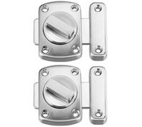 Litensh 2pcs loquet verrou porte Coulissante acier inoxydable, Serrure de salle Verrous de sûreté à bouton Loquet Porte de bain Verrou Portail de fenêtre de cabinet verrous de sécurité loquet Argenté