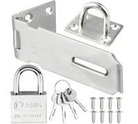 Litensh 3 Inch Loquet Porte Acier Inoxydable avec Cadenas Agrafe, Verrou Porte Loquet de Sécurité Loquet de Cadenas Agrafe Porte Fermoir Moraillon De Verrou pour Chambre à Coucher Garage argent